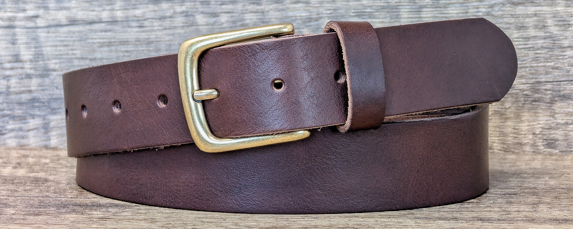 Ashford Ridge 34 Mm Vollhaut-Ledergürtel Mit Messingfarbener Vollschnalle – Braun Klein